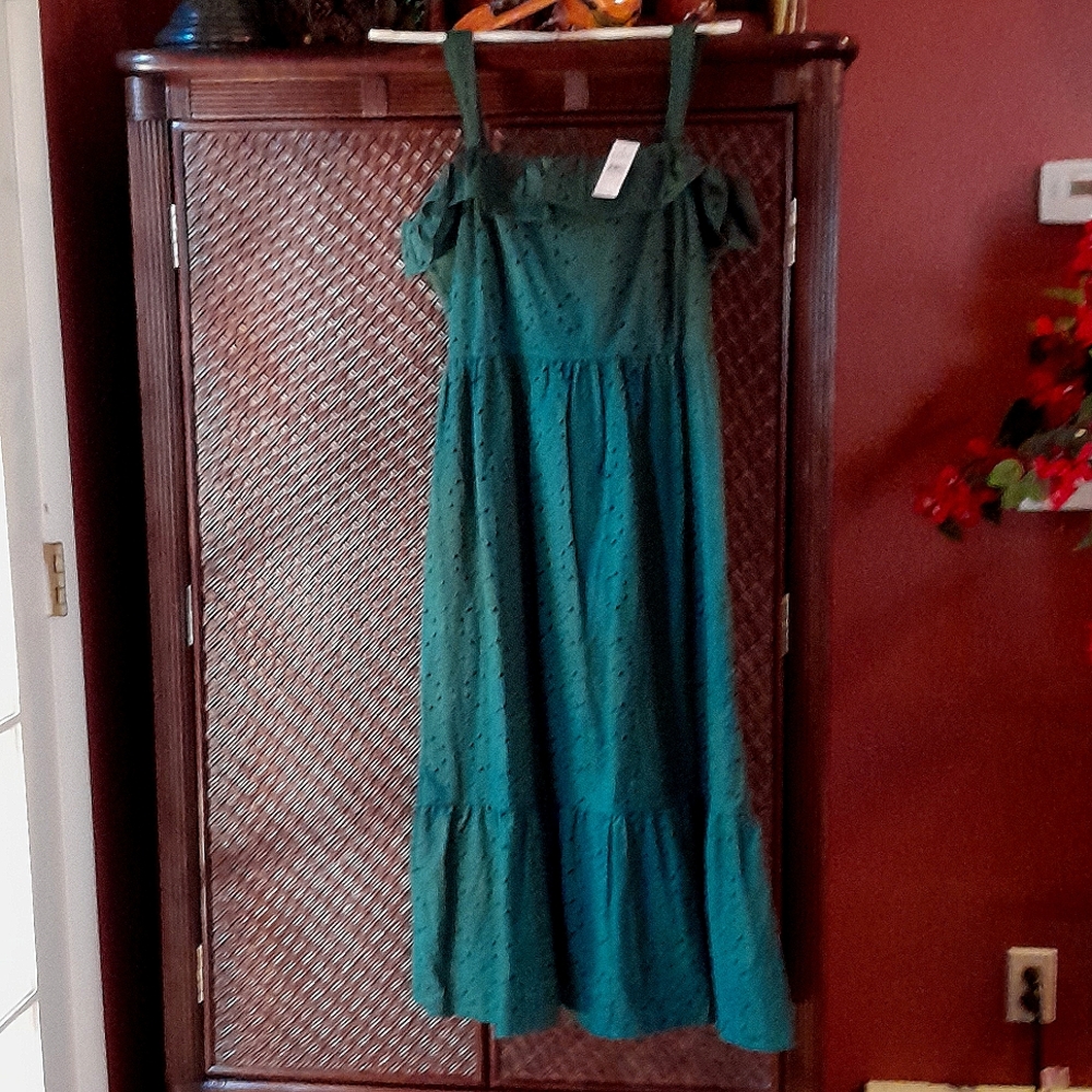 Eyelet Ruffle Square Neck Midi Dress - Picture 4 of 7
